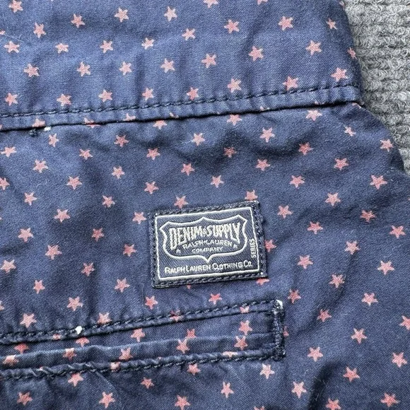 Denim & Supply Ralph Lauren Star Print Shorts‎ Mens Size 42 Navy Red Stars - Picture 7 of 10
